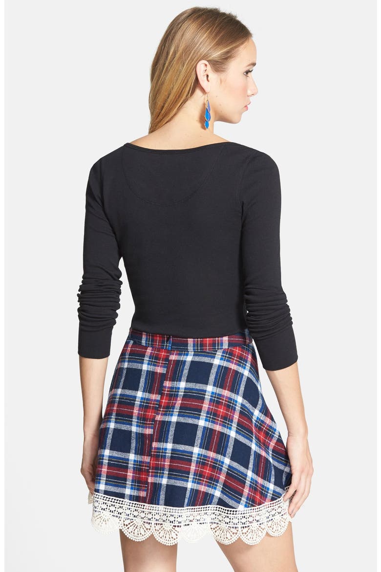 Crochet Hem Plaid Skirt, Alternate, color, PLAID