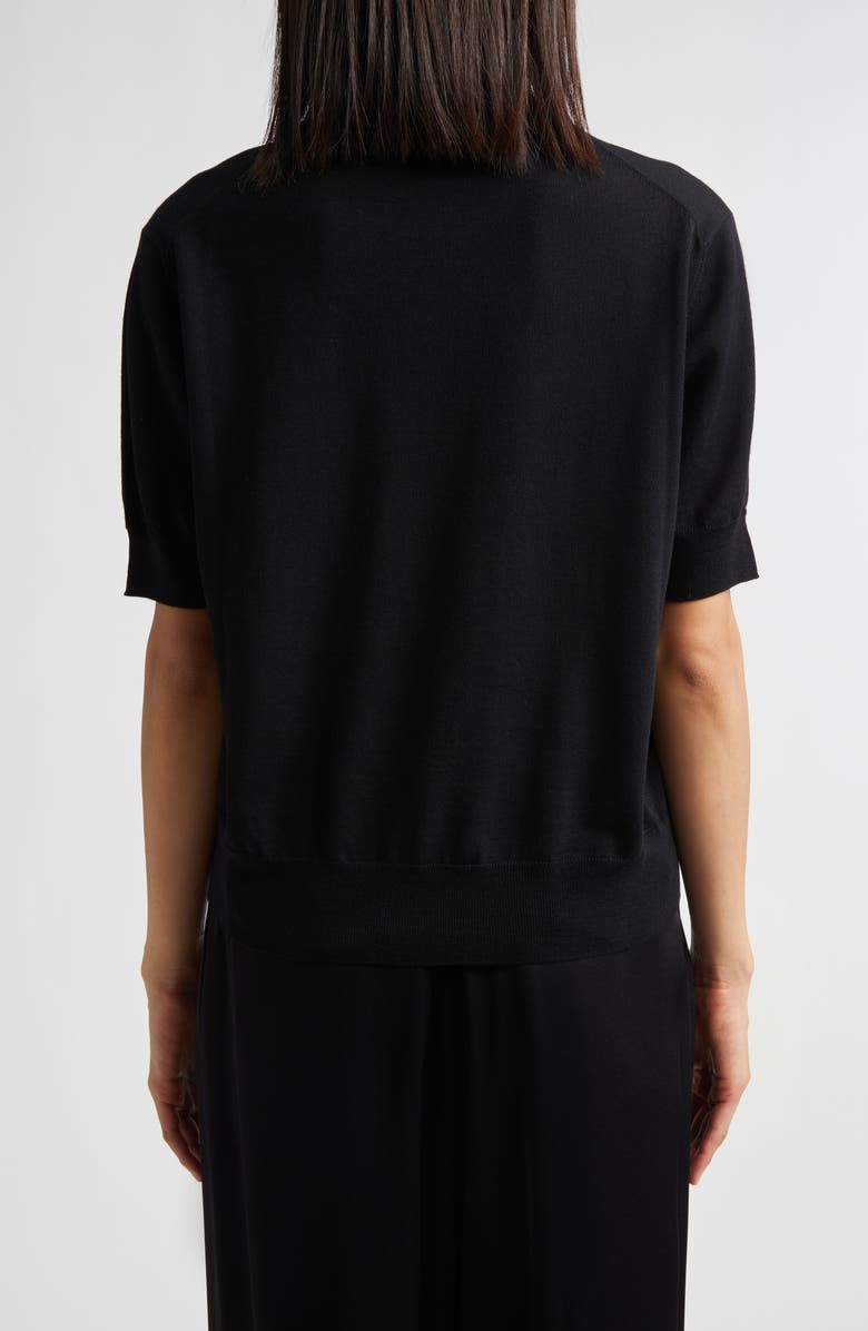 Jil Sander Piped Merino Wool Sweater, Alternate, color, Black
