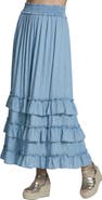 APNY Ruffle Cascade Chambray Maxi Skirt