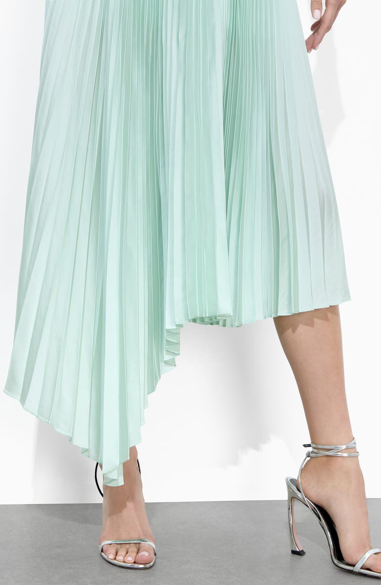 Alice + Olivia Jenara Pleated Asymmetric Skirt, Alternate, color, Sea Spray