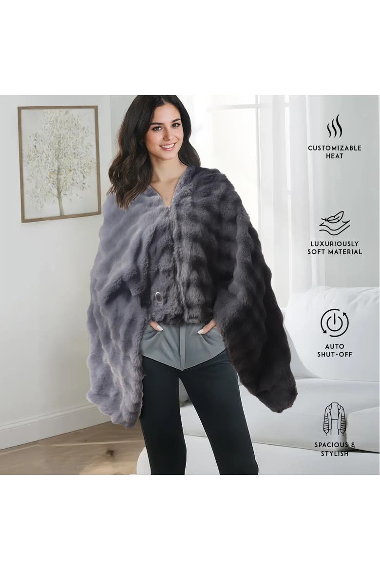 Electric Plush Heated Poncho Shawl & Ultra-Compact Power Bank, Alternate, color, Multicolor