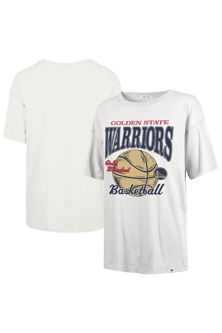 Women's '47  White Golden State Warriors City Edition Down Court Sadie T-Shirt, Main, color, White