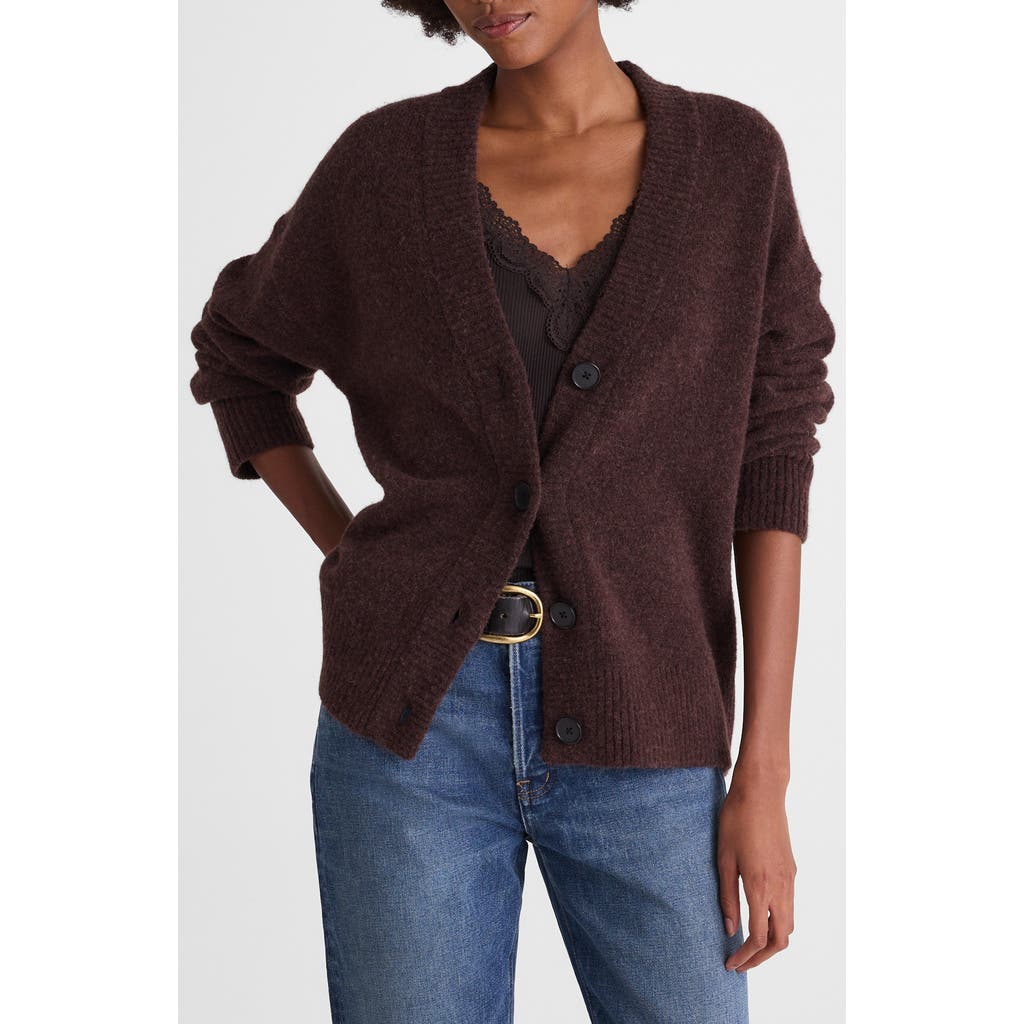 Madewell Drop Shoulder V-neck Cardigan In Brown
