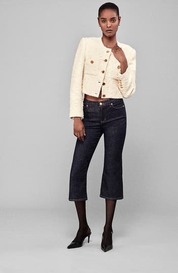FRAME Button Front Crop Tweed Jacket | Nordstromrack