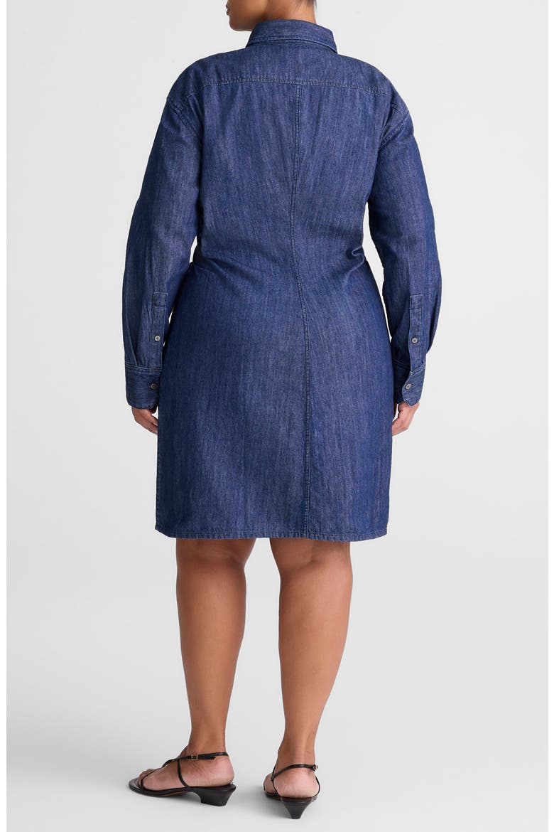 Draped Long Sleeve Denim Shirtdress, Alternate, color, LIGHT RINSE