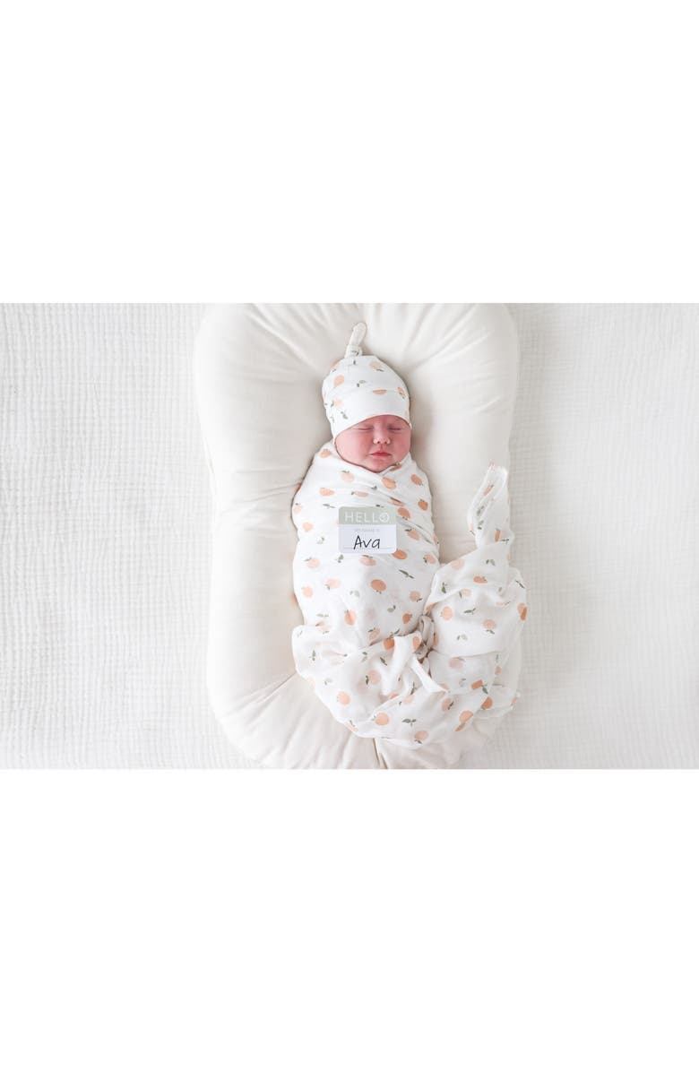 Lulujo Hello World Hat & Swaddle Set, Alternate, color, Peaches