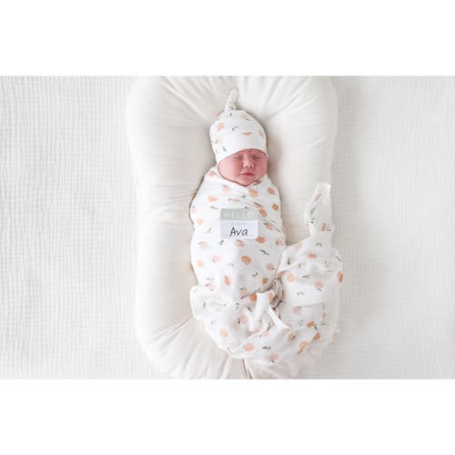 Lulujo Hello World Hat & Swaddle Set In Peaches