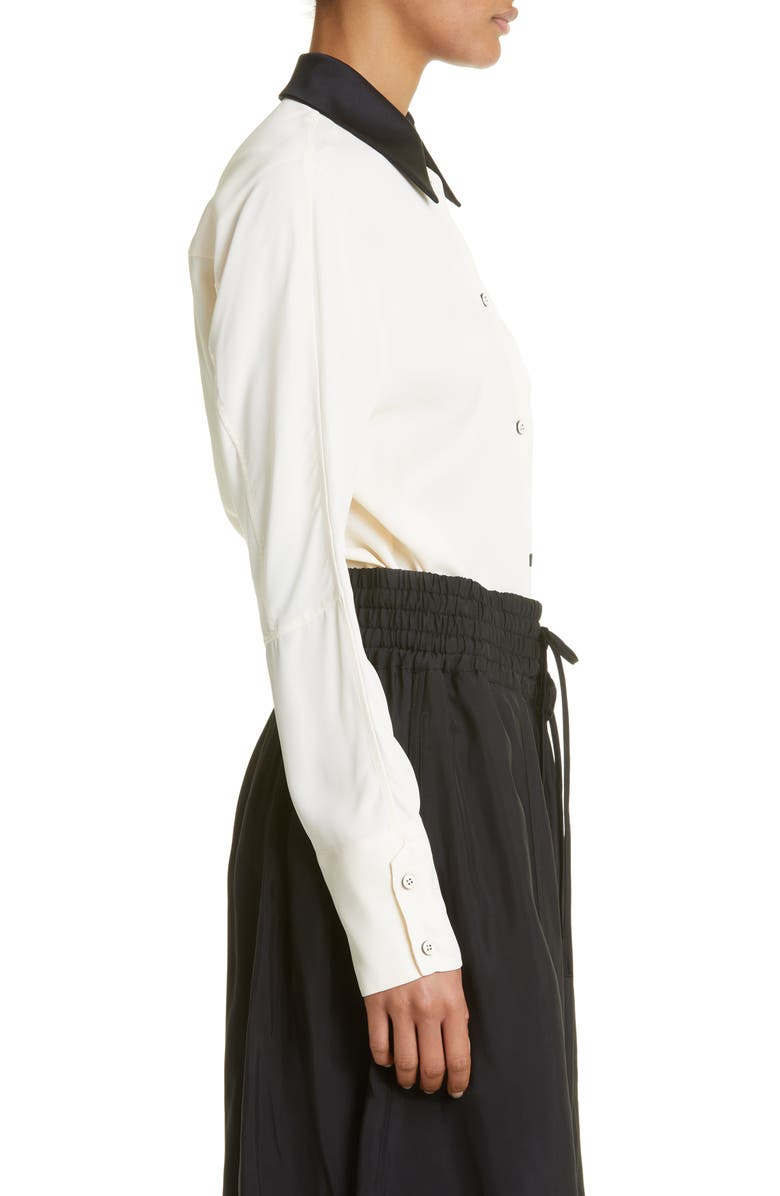 Jil Sander Relaxed Fit Contrast Collar Button-Up Shirt, Alternate, color, 