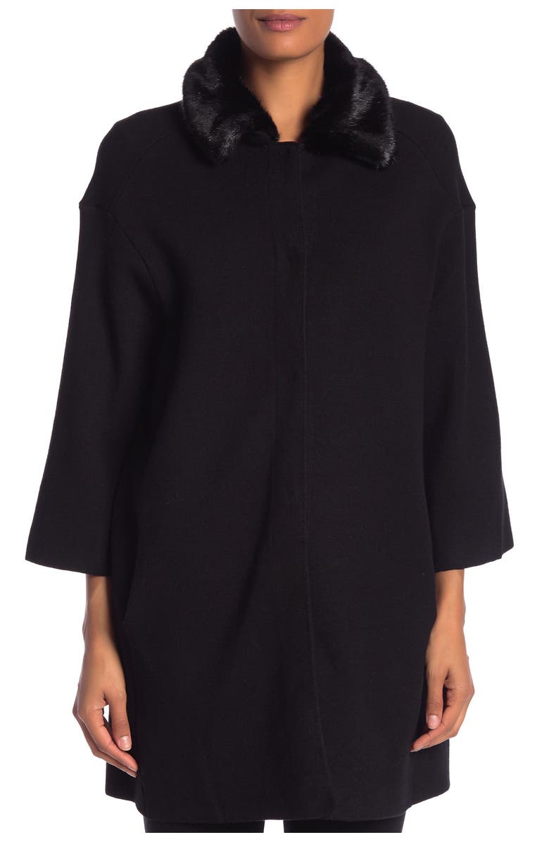 Catherine Catherine Malandrino Faux Fur Collar Snap Down Jacket, Alternate, color,