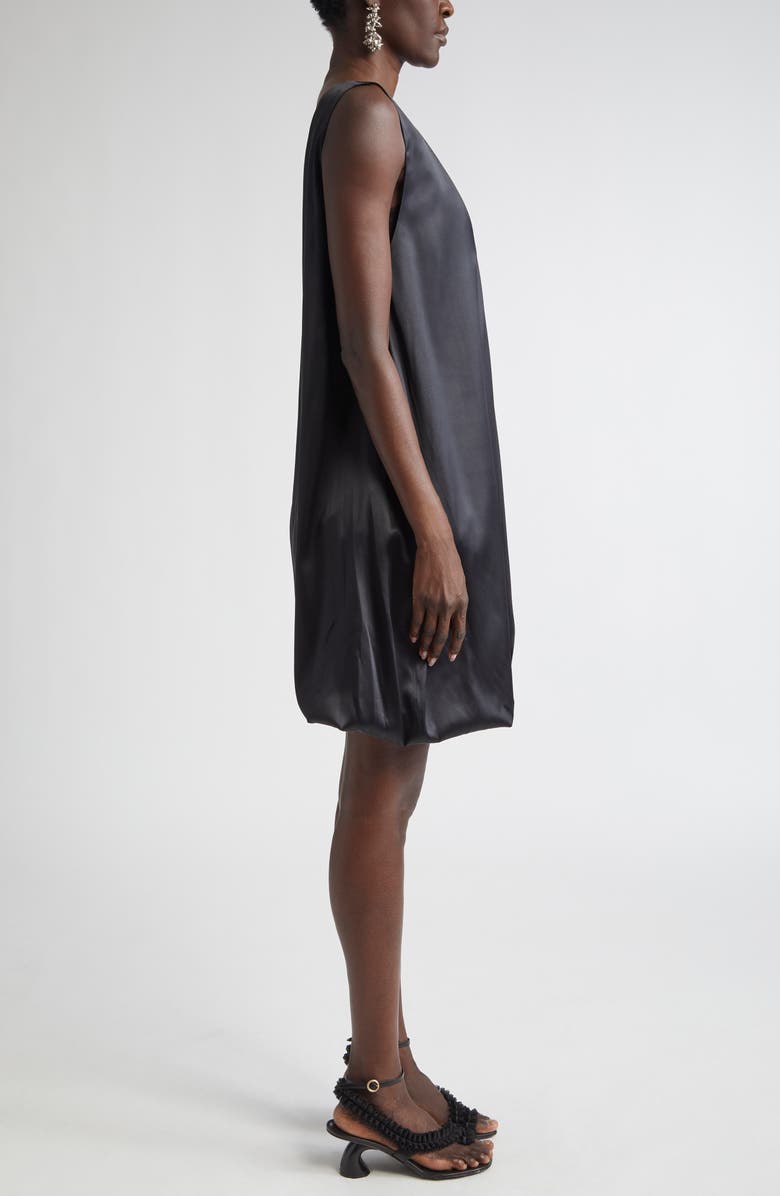 Dries Van Noten Bubble Hem Silk Stretch Satin Dress, Alternate, color, Black