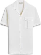 Bugatchi Camp Collar Short Sleeve Cotton & Silk Shirt Sweater