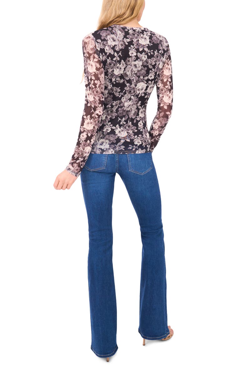 Ted Baker Addie Floral Mesh Top, Alternate, color, Rich Black