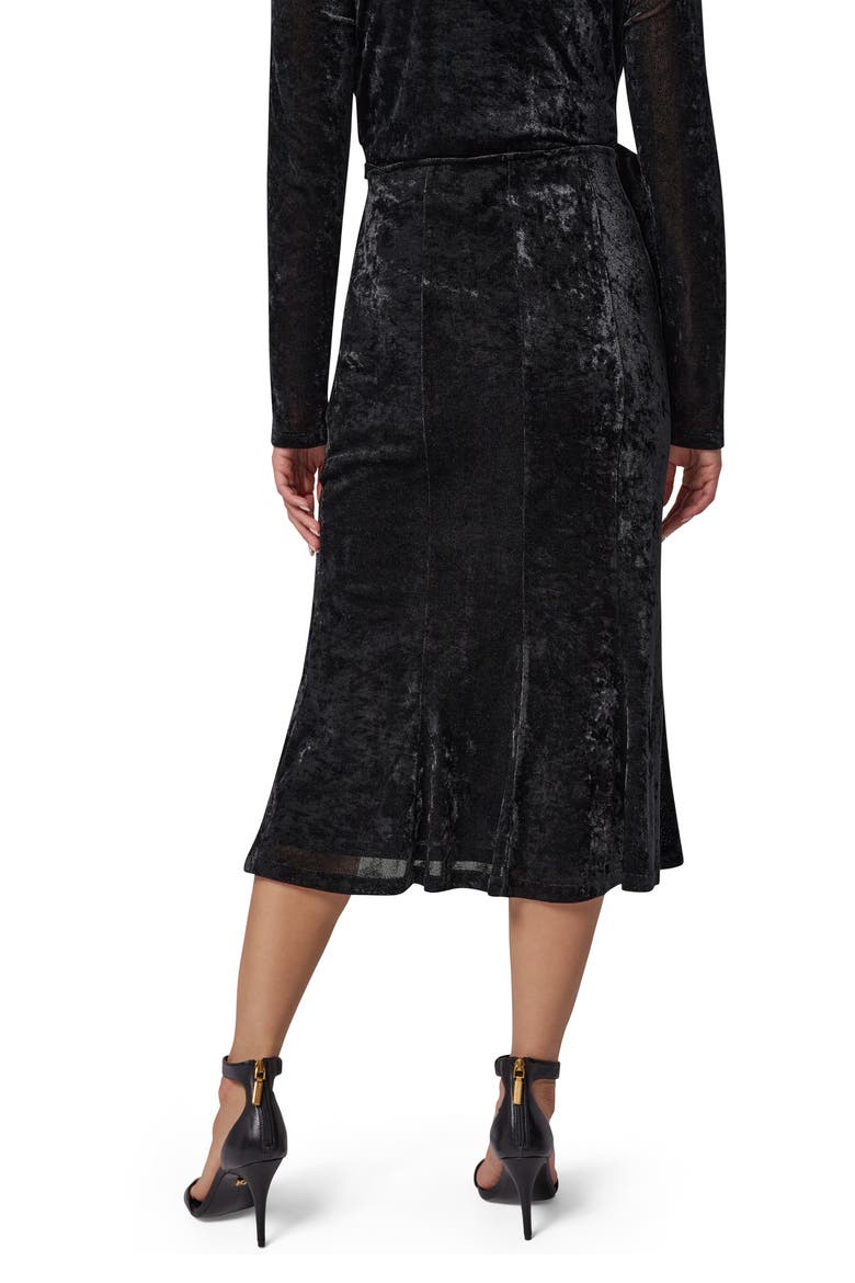 Stretch Velvet Midi Skirt, Alternate, color, BLACK