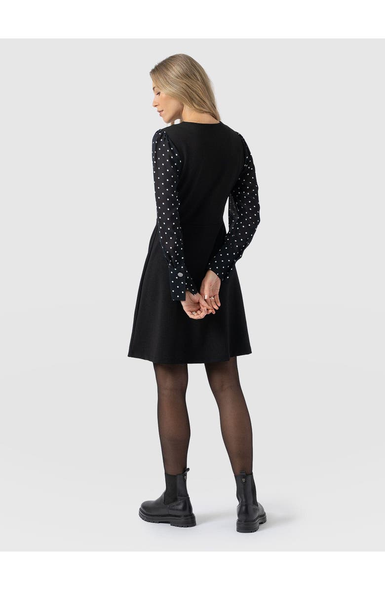 Saint + Sofia Ella Fit & Flare Dress, Alternate, color, Black Polka Dot