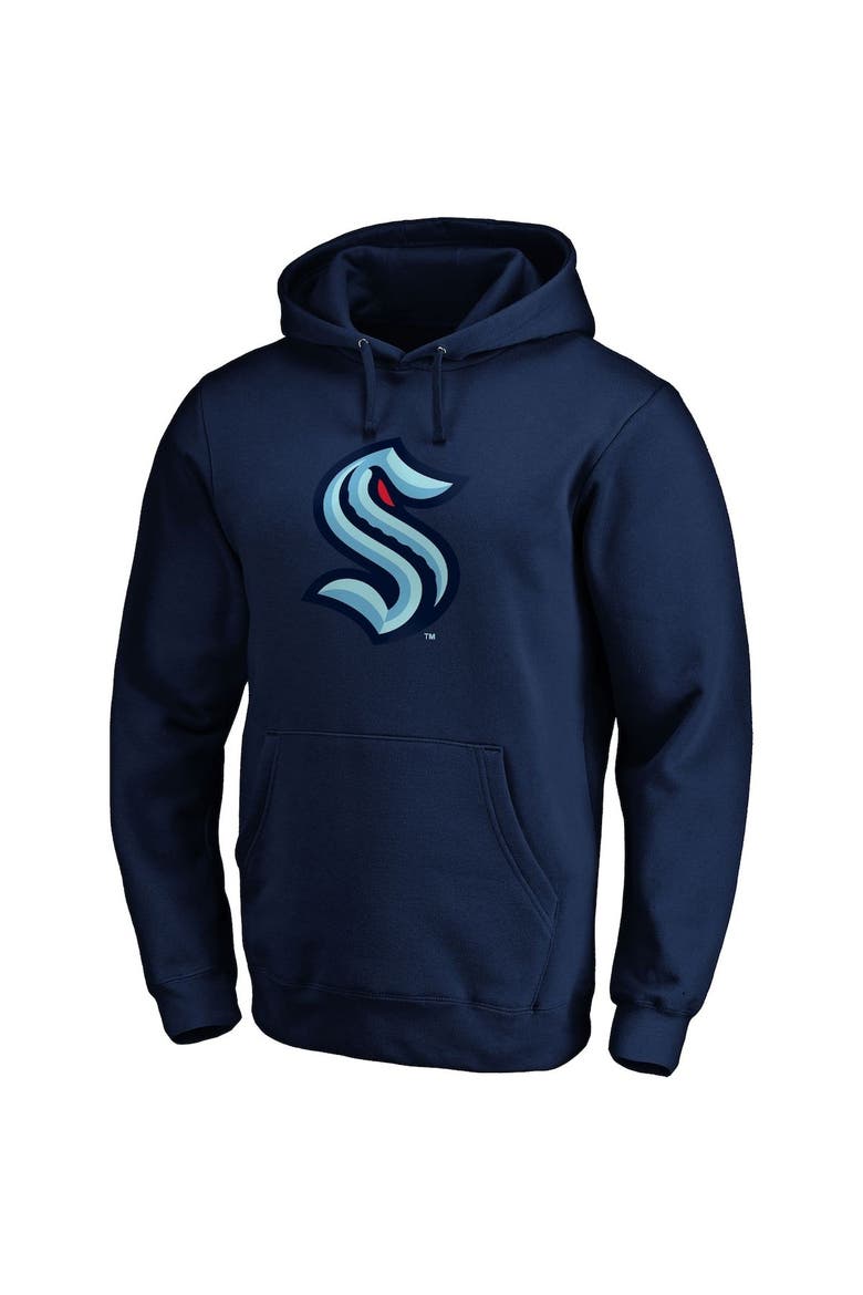 Men's Fanatics Branded Deep Sea Blue Seattle Kraken Primary Team Logo Fleece Fitted Pullover Hoodie, Alternate, color, Navy