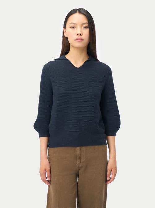 Gobi Mongolian Cashmere Polo Sweater In Blue