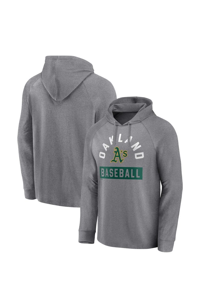 FANATICS Men's Fanatics Branded Gray Oakland Athletics No Time Off Raglan Pullover Hoodie, Alternate, color, Gray