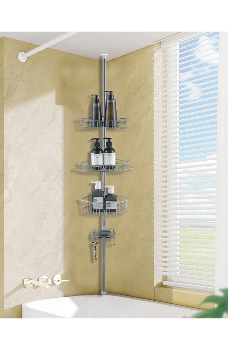 J AND V TEXTILES Rustproof Corner Shower Caddy, Alternate, color, Gray