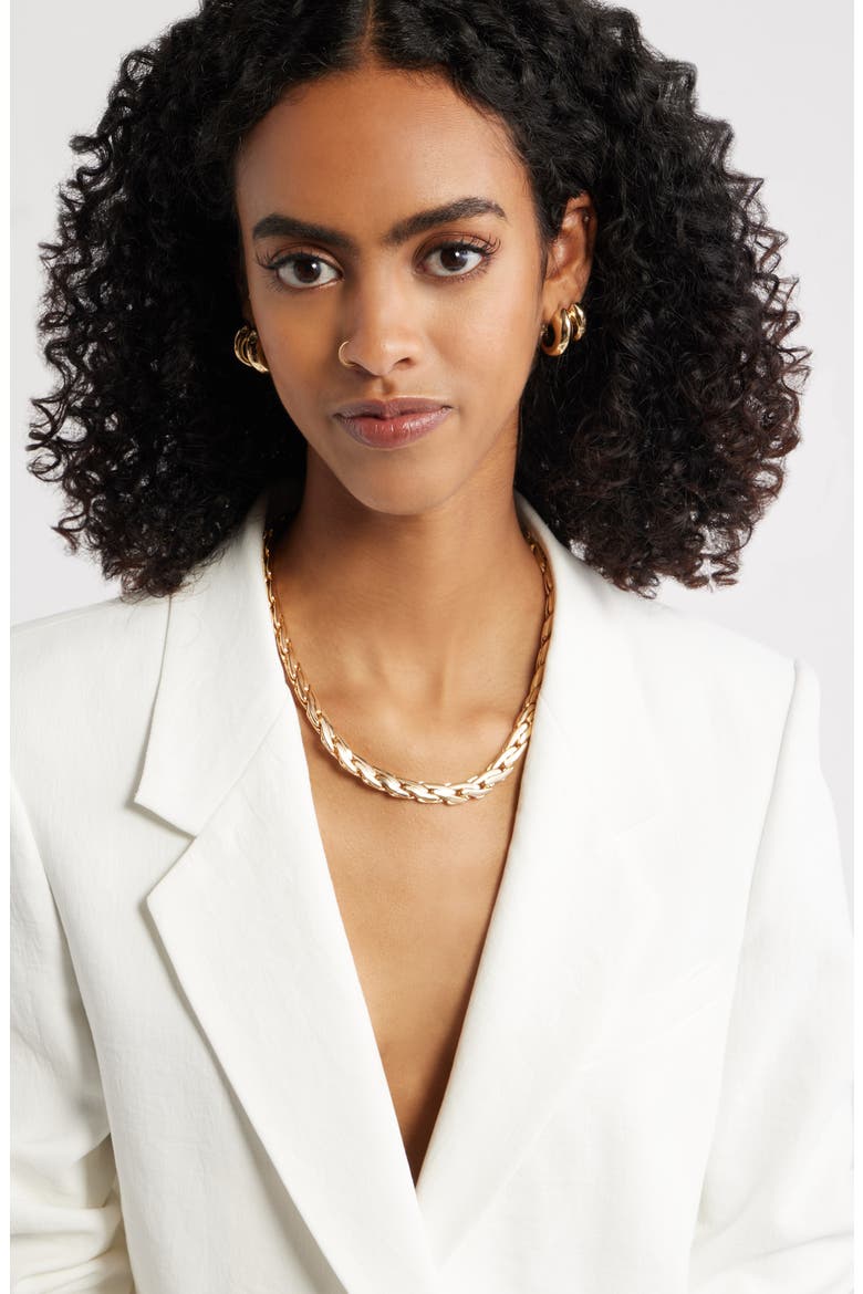 Woven Collar Necklace, Alternate, color, GOLD