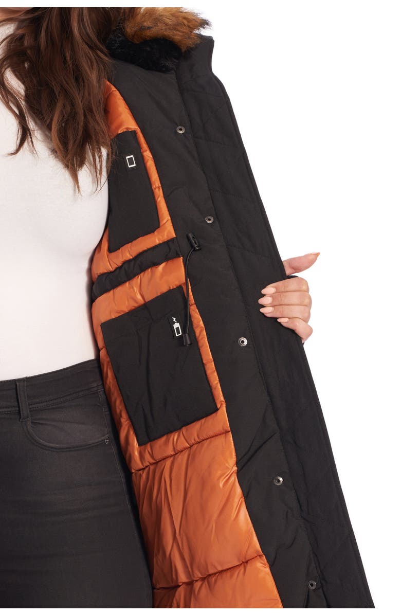 Alpine North LAURENTIAN PLUS SIZE - Vegan Down Long Parka Winter with Faux Fur Hood, Alternate, color, Black