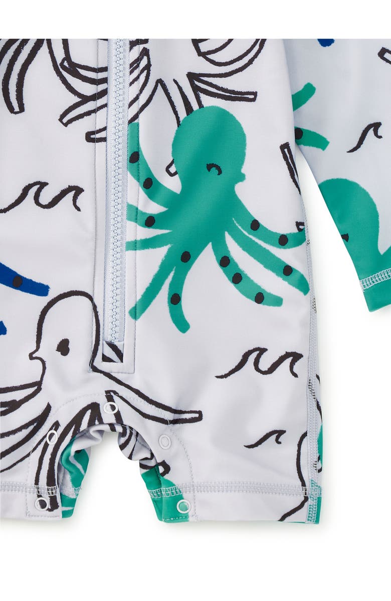 Tea Collection Rash Guard Swimsuit, Alternate, color, Sketched Octopus
