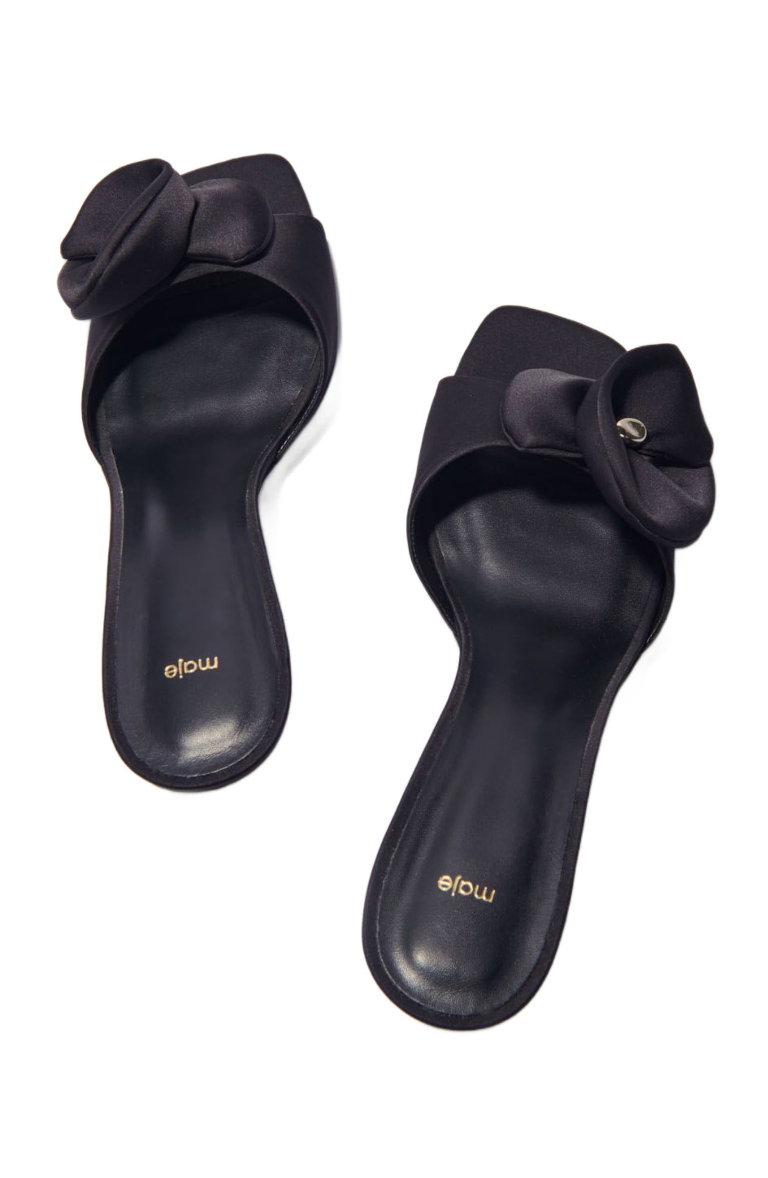 maje Textile mules with satin flower, Alternate, color, 