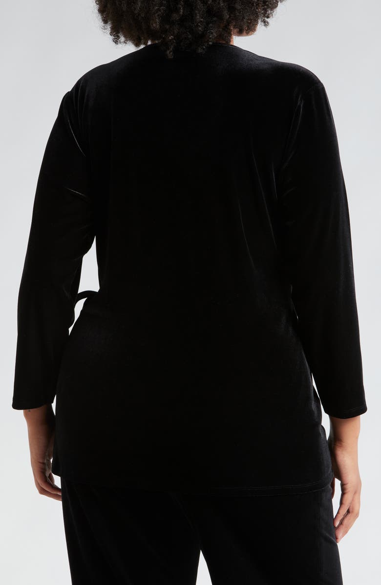 Anne Klein Stretch Velour Wrap Top, Alternate, color, 