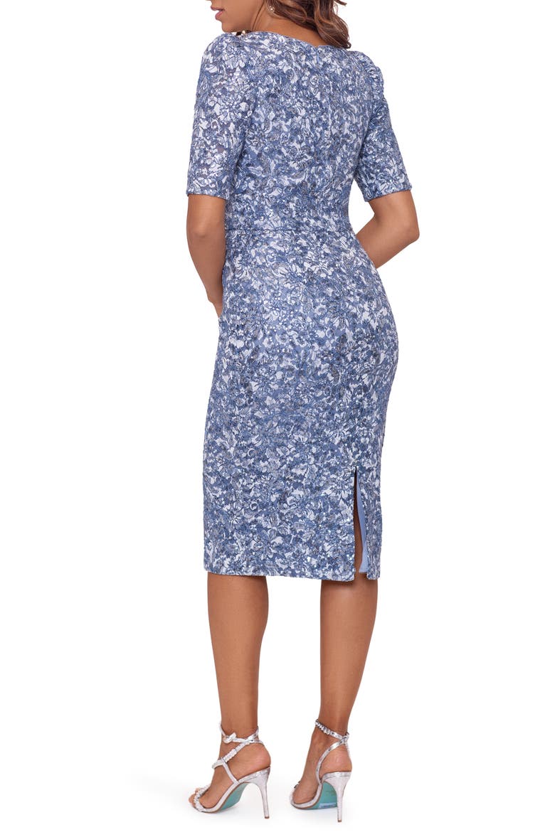 Sequin Embroidered Body-Con Cocktail Dress, Alternate, color, BLUE/ SILVER