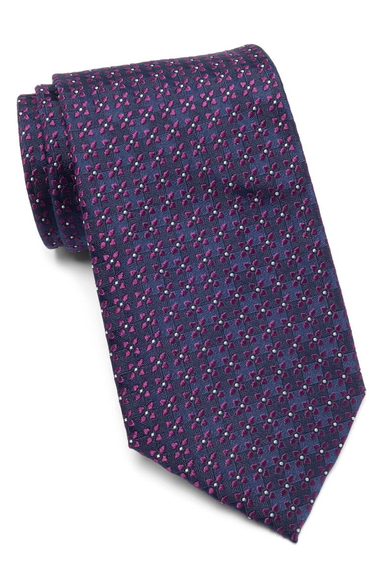 Brooks Brothers Tight Neat Floral Silk Blend Tie, Main, color, 