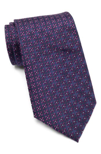 Brooks Brothers Tight Neat Floral Silk Blend Tie In Purple