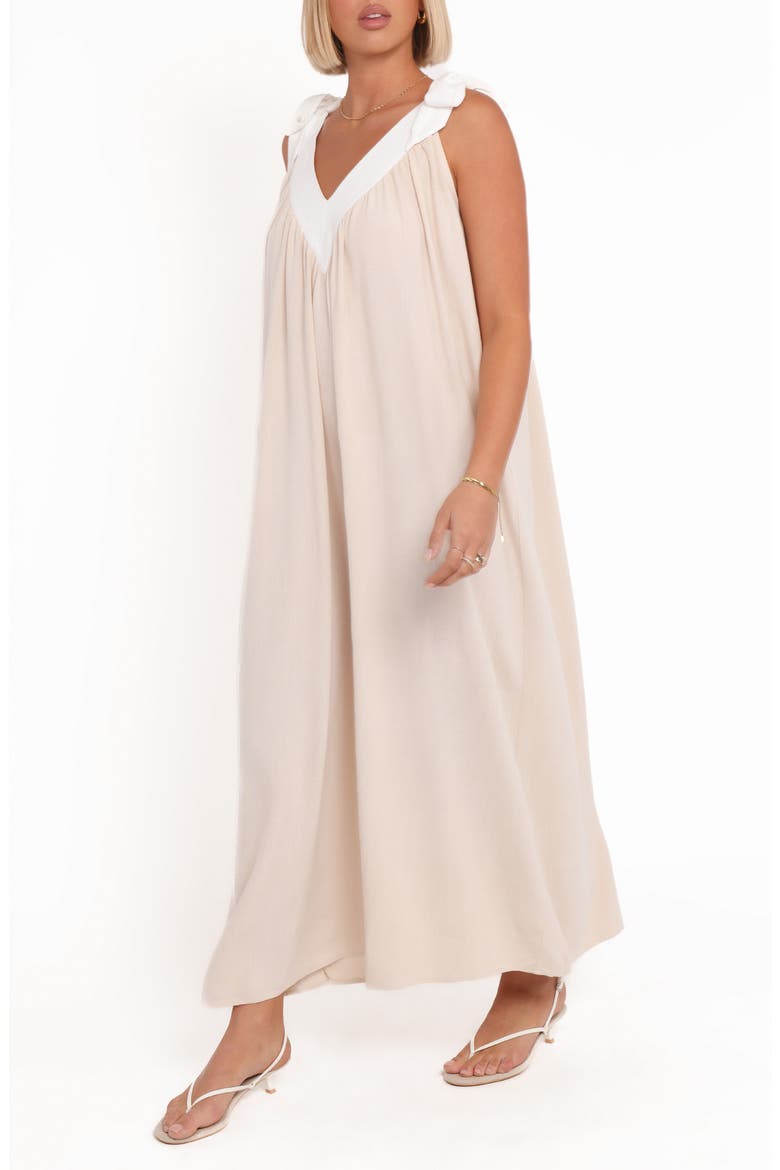 Dami Shoulder Bow Maxi Dress, Alternate, color, OATMEAL