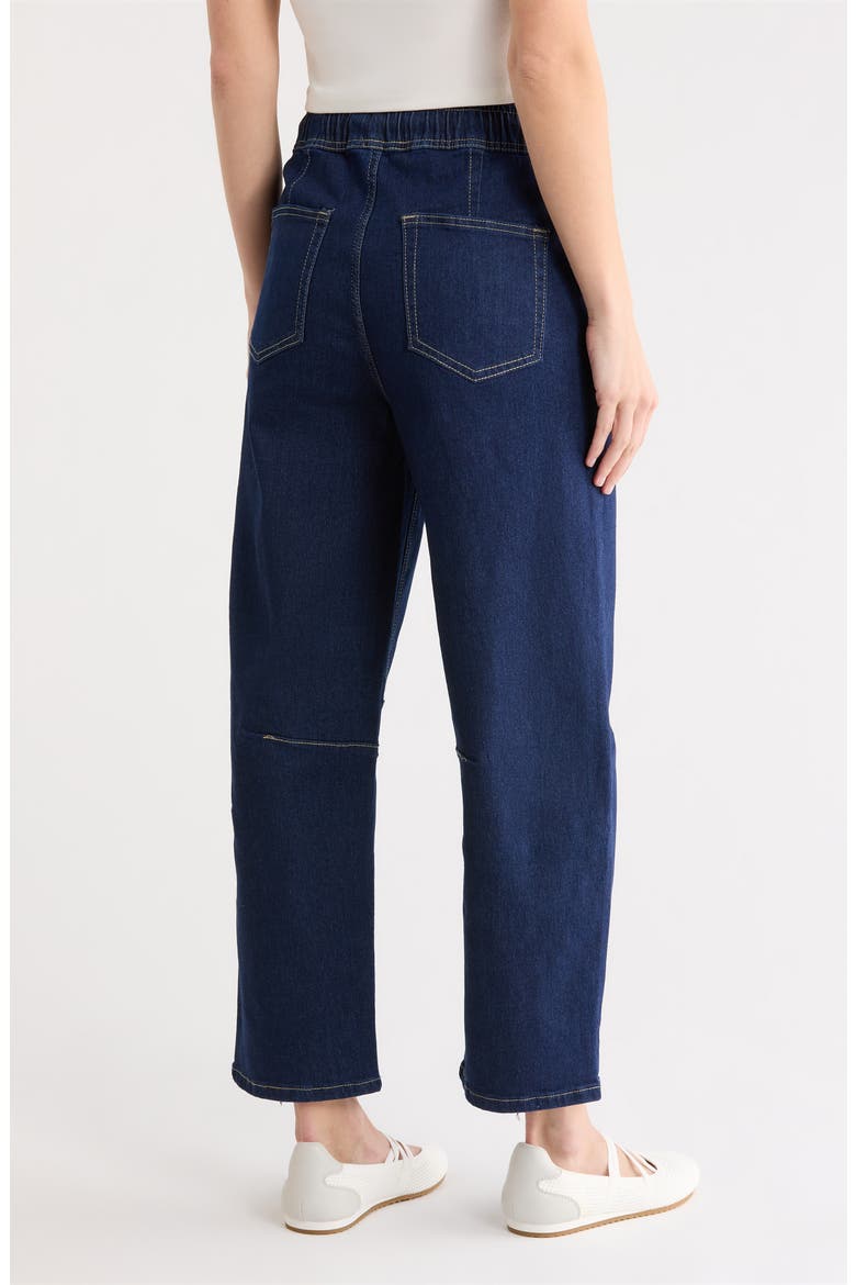 Pull-On Barrel Leg Jeans, Alternate, color, DARK WASH