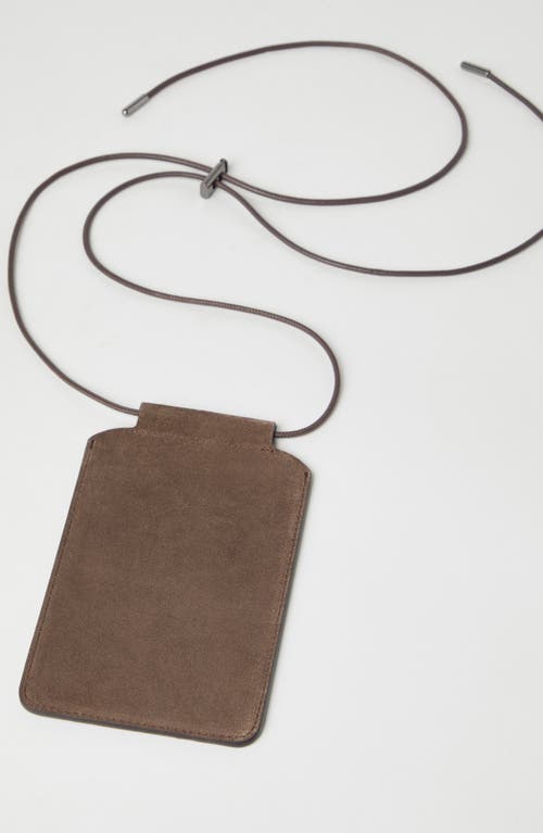 Brunello Cucinelli Logo-debossed Leather Case In Bark