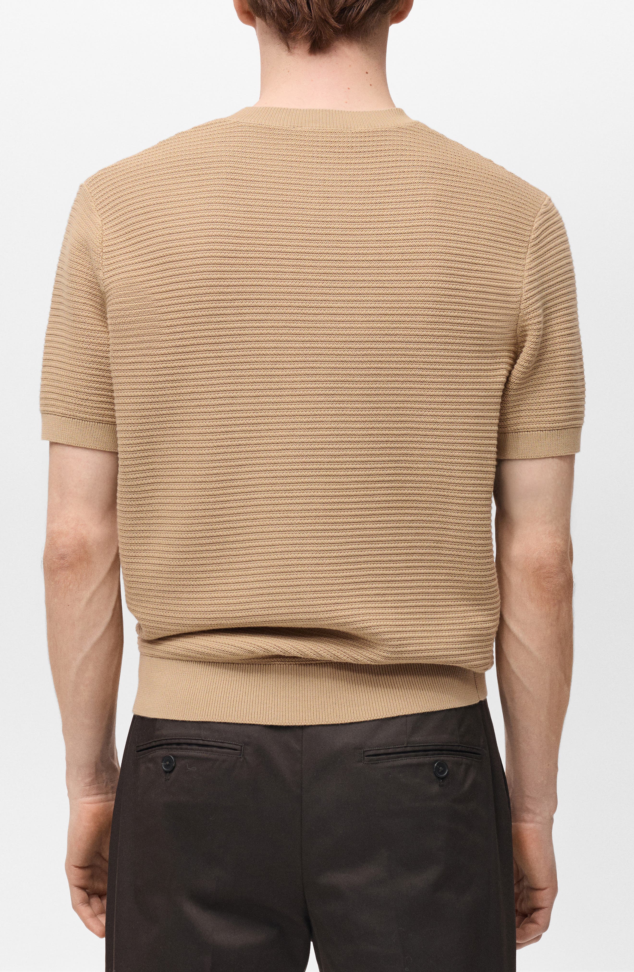 Ribbed Fine Cotton Knit T-Shirt - image 2