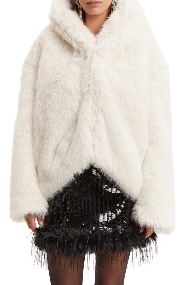 Bardot Callan Hooded Faux Fur Jacket, Alternate, color, 