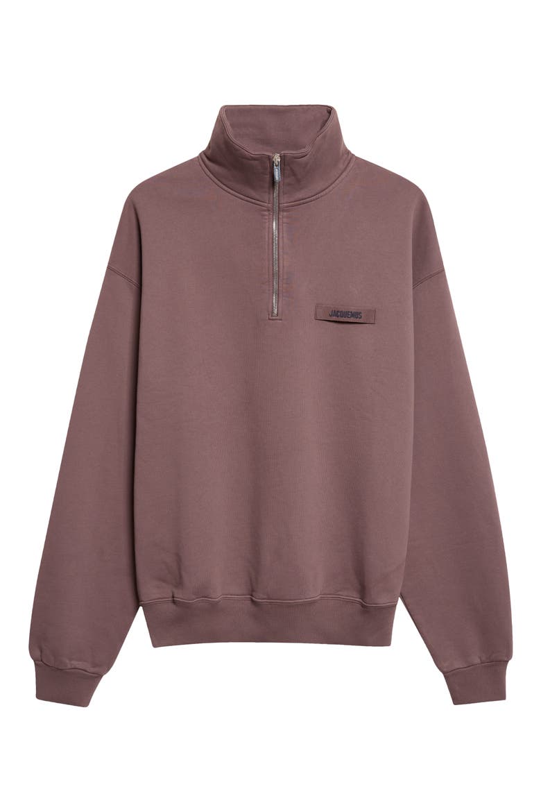 Le Camionneur Gros Grain Half Zip Fleece Sweatshirt, Alternate, color, BROWN