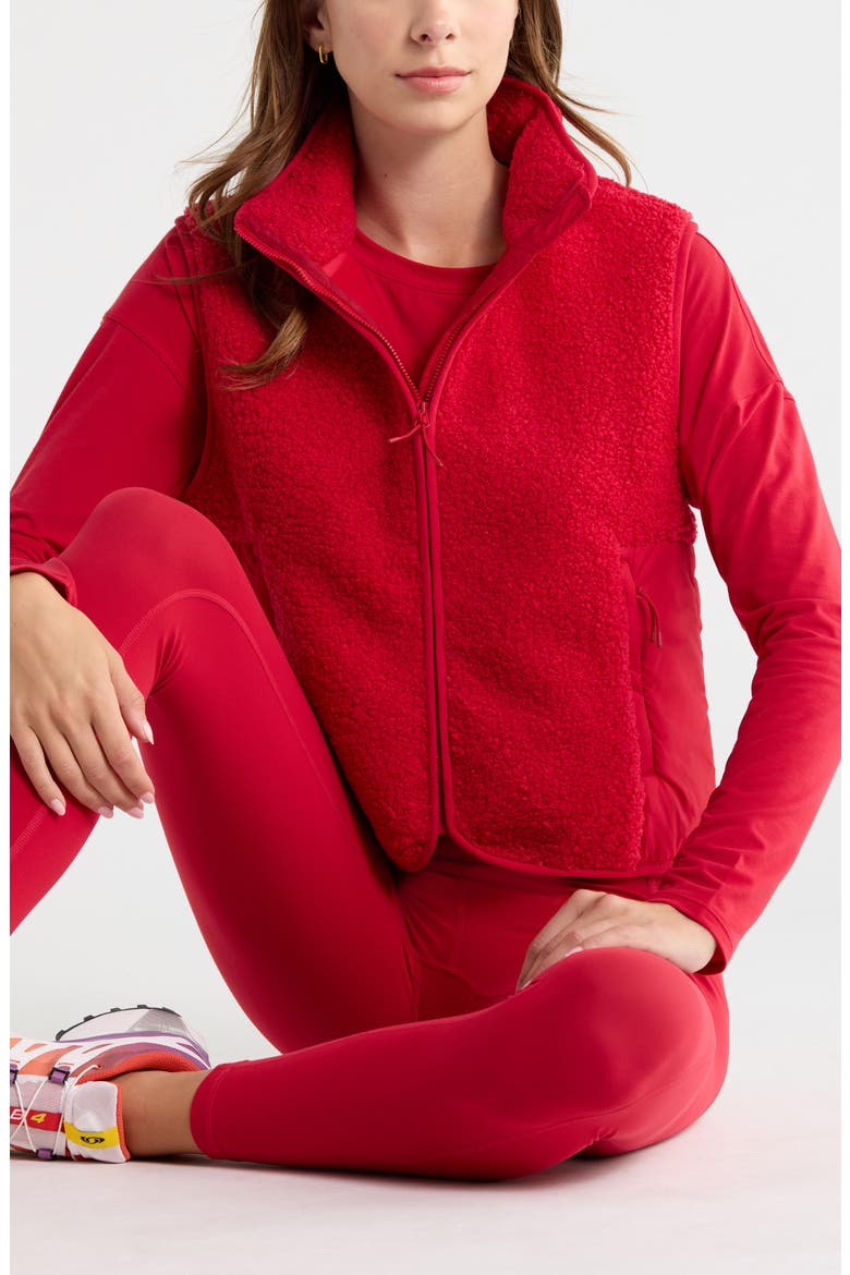 Summit Faux Shearling Hybrid Vest, Alternate, color, RED JESTER