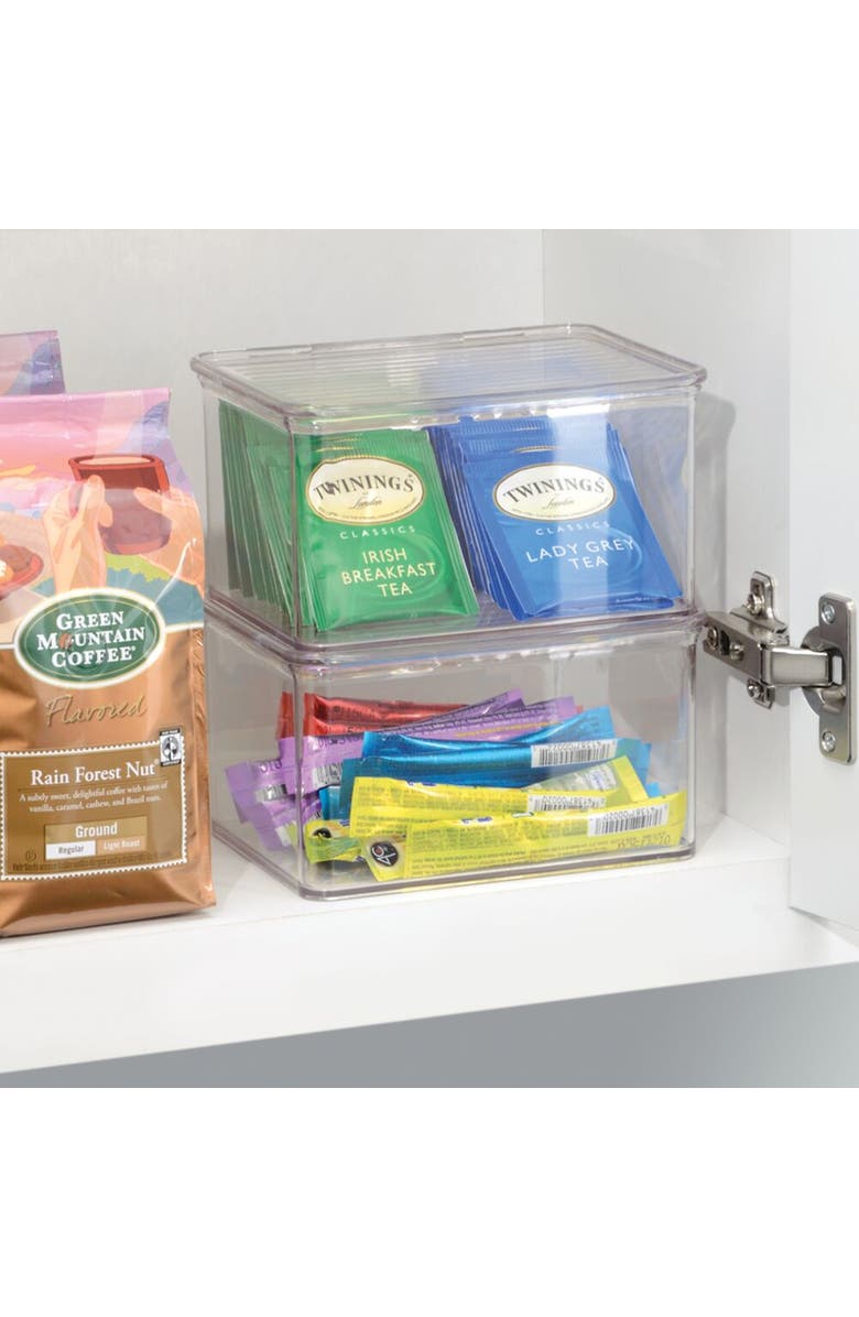 iDesign Stackable Hinged-Lid Pantry Storage Box - Set of 6 - Clear, Alternate, color, 