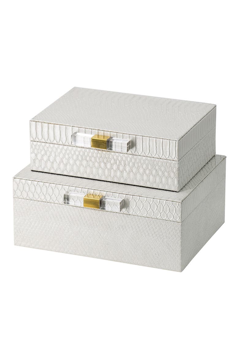 Snake Embossed Box - Set of 2, Main, color, WHITE