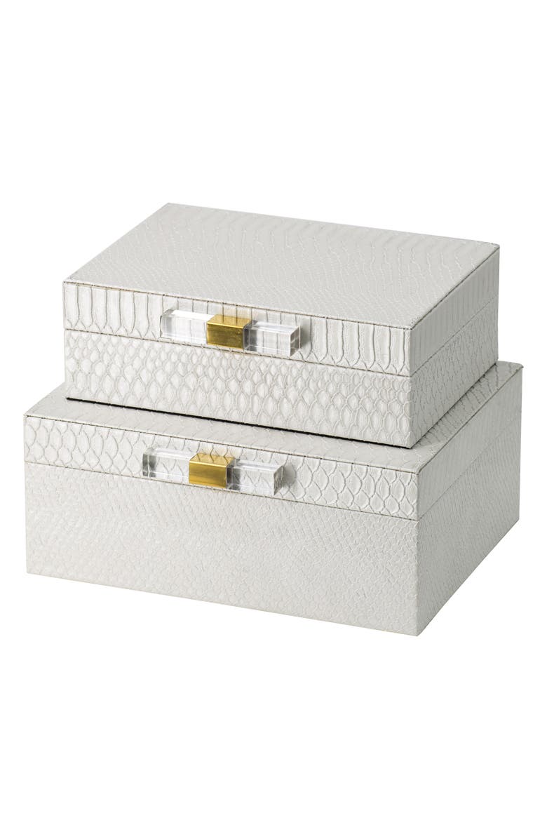 R16 HOME Snake Embossed Box - Set of 2, Main, color, White