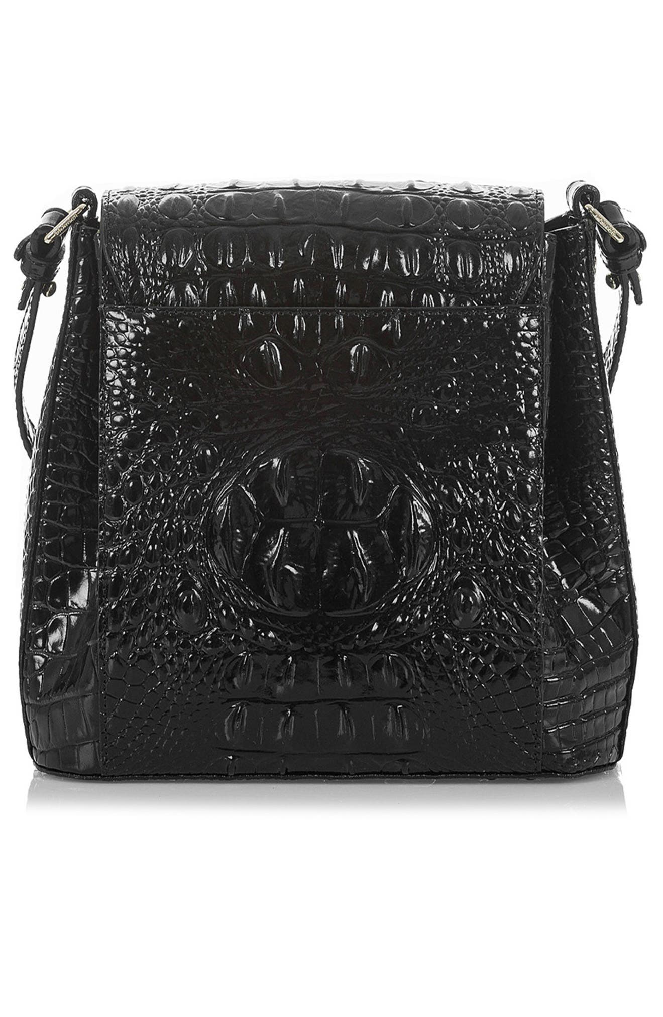 Brahmin Margo Croc Embossed Leather Crossbody Bag, Alternate, color, Black