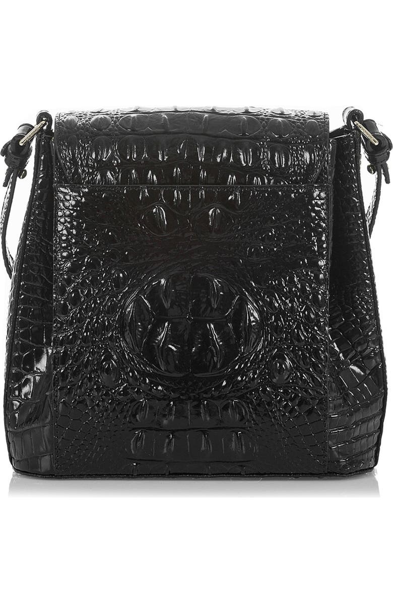 Brahmin Margo Croc Embossed Leather Crossbody Bag, Alternate, color, Black