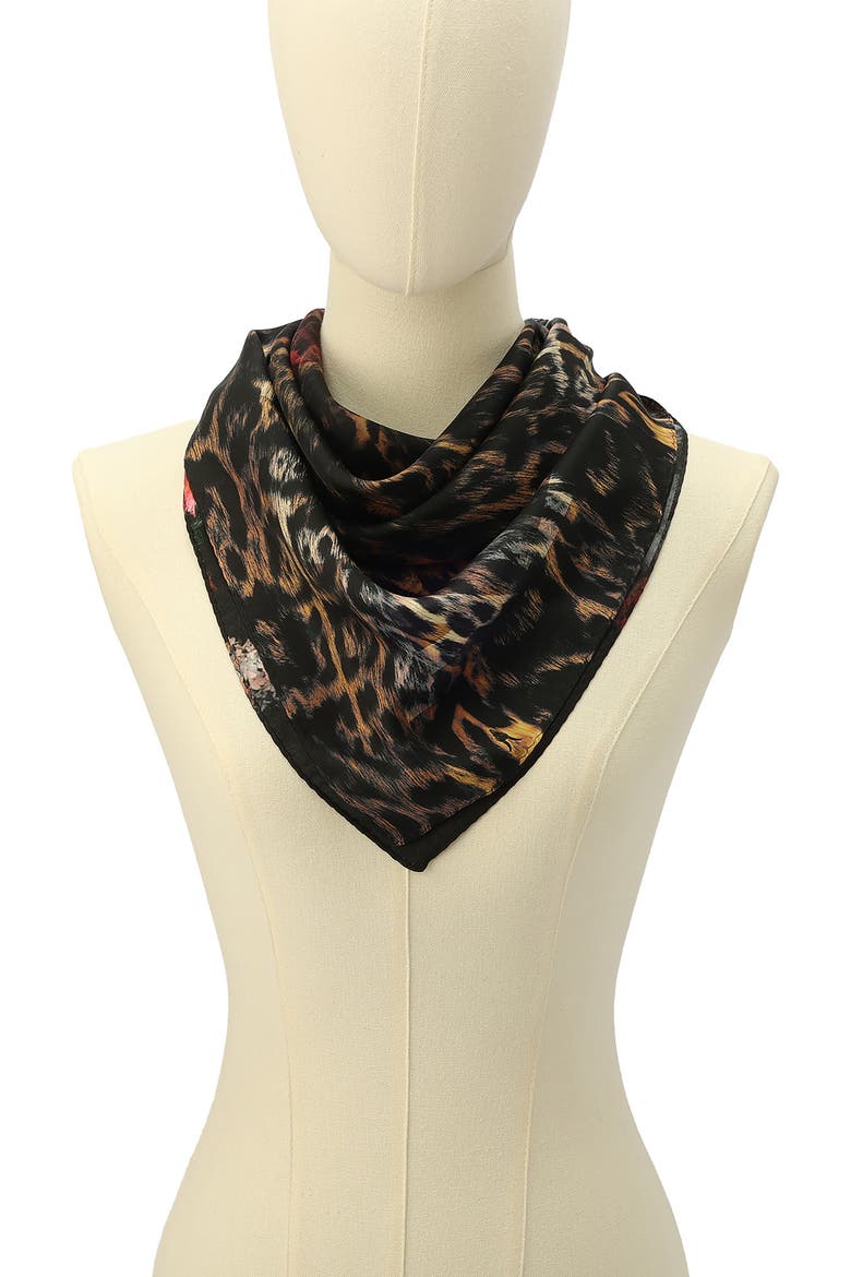 Charm Jinx Mix Square Scarf, Alternate, color, BLACK/ ANIMAL PRINT