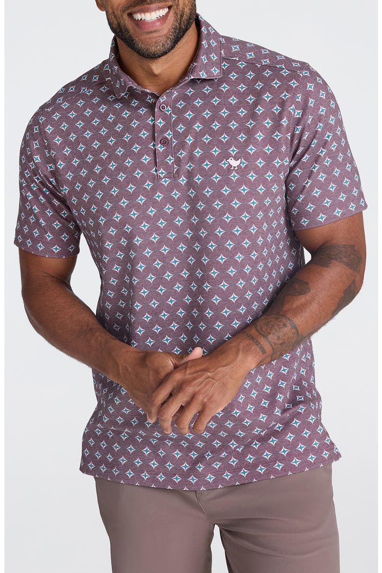 Geo Print Piqué Performance Golf Polo, Main, color, SWING CYPHER - PLUM WINE