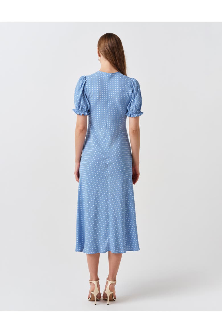 Clarissa Tie Front Midi Dress, Alternate, color, Blue Spot