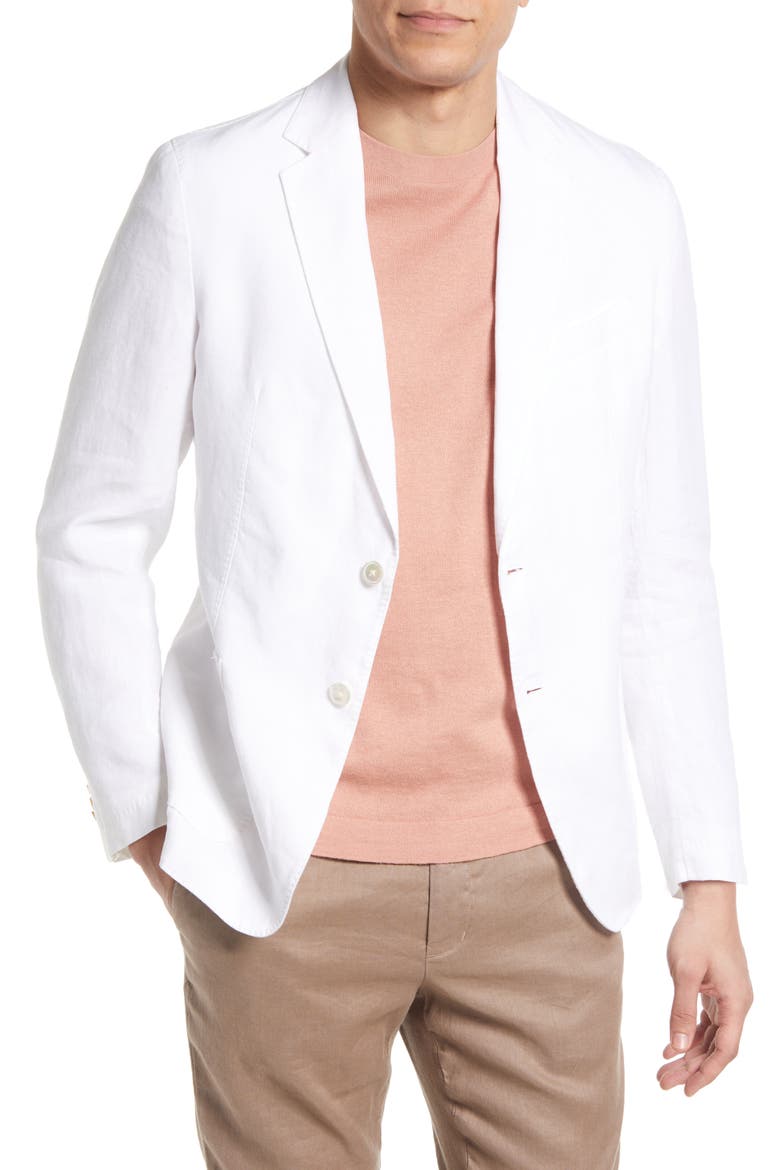 Hanry Slim Fit Linen Sport Coat, Main, color, WHITE