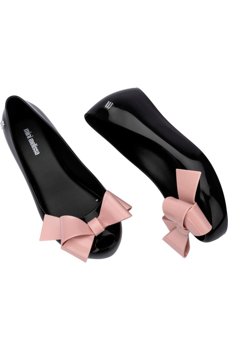 Mini Melissa Kids' Ultragirl Classic Flat, Alternate, color, Black/ Pink