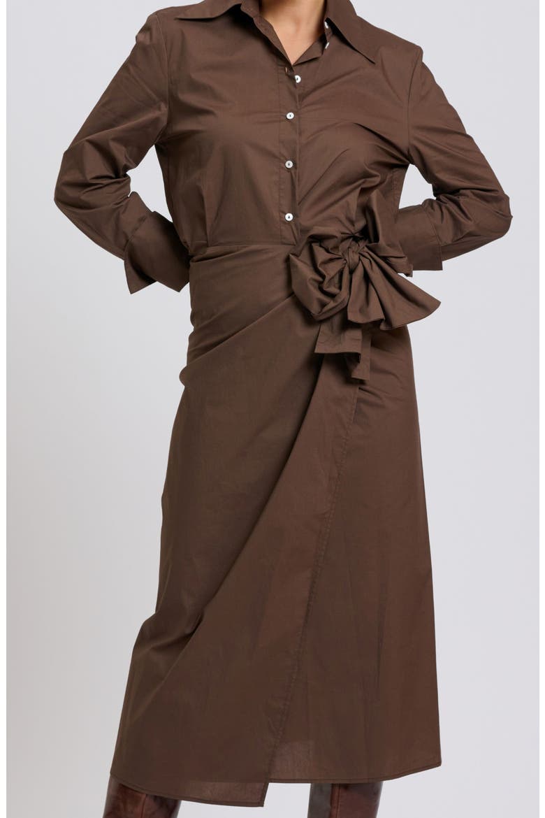Talita Wrap Tie Waist Midi Shirt Dress, Alternate, color, CHOCOLATE