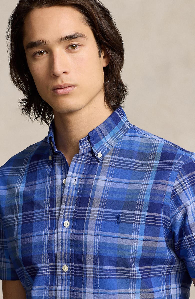 Polo Ralph Lauren Plaid Short Sleeve Cotton Button-Down Shirt, Alternate, color, 