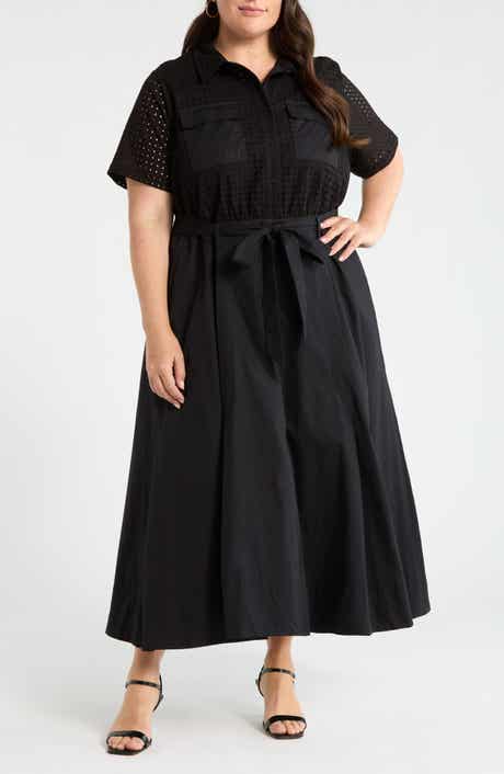 Eyelet Embroidery Midi Shirtdress
